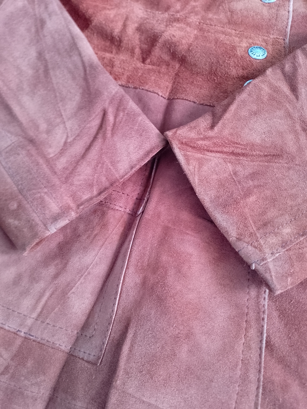 VINTAGE Suede Button-Front Jacket in Rust Orange - Picture 4 of 9